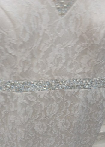 Vintage Dantel Uzun Kollu A Kesim abiye Gelinlik - Görsel 5