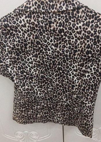 Leopar Desenli Kısa Kollu Kadın Blazer - Görsel 5