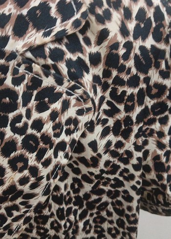 Leopar Desenli Kısa Kollu Kadın Blazer - Görsel 2