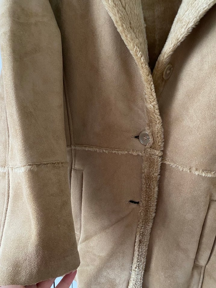 Bej Kadın Süet Düğmeli Ceket - Görsel 4