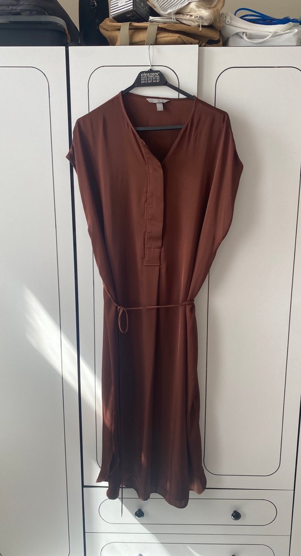 Kahverengi Uzun Kollu Salaş Kadın Tunik - Görsel 2