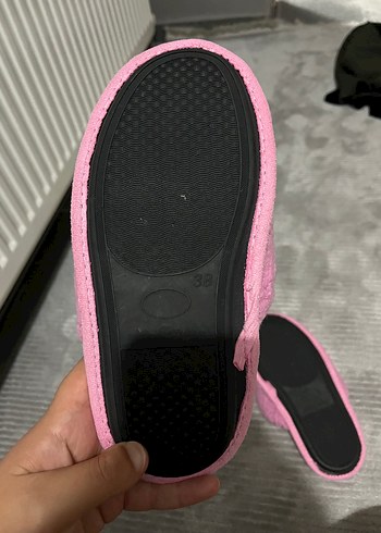 38 Beden pembe Renk Nakışlı Örgü Pembe Kadın Terlik