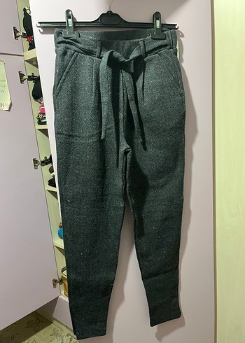 Gri Yün Kumaş Kadın Pantolon - Görsel 2