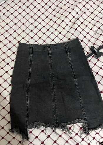 Fermuarlı Siyah Denim Mini Etek - Görsel 2