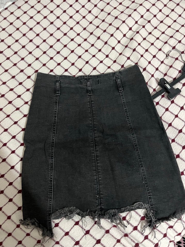 Fermuarlı Siyah Denim Mini Etek - Görsel 2