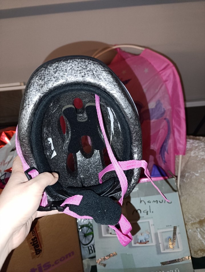 Pembe Baskılı Kemerli bisiklet scooter Kaskı - Görsel 2