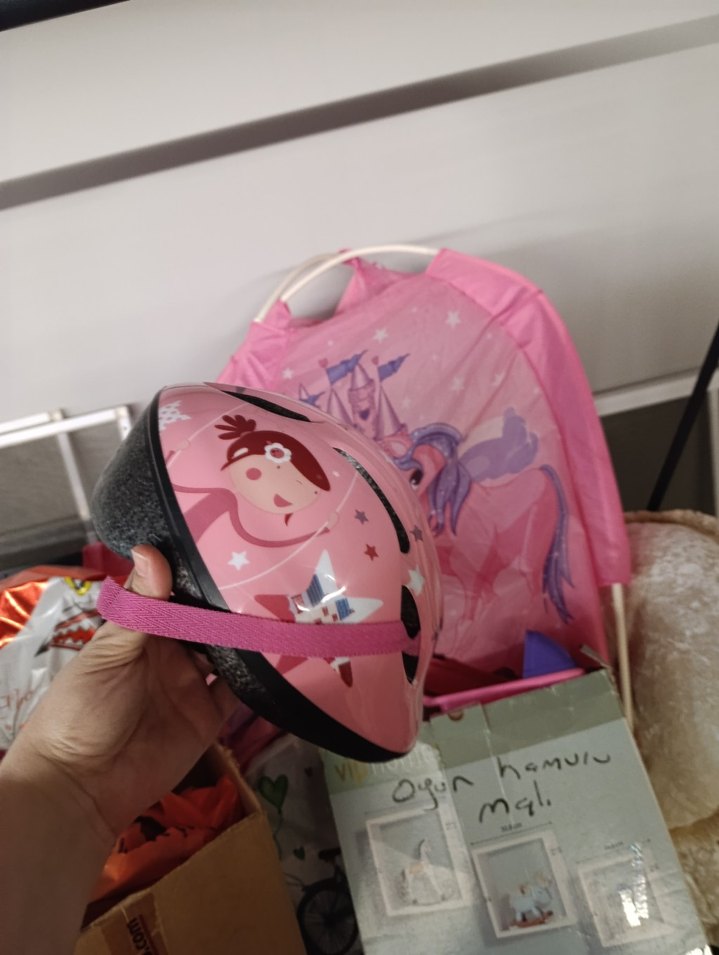 Pembe Baskılı Kemerli bisiklet scooter Kaskı - Görsel 3