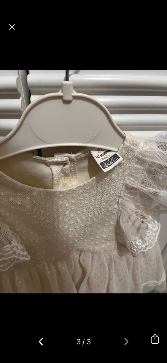 Kız Çocuk Beyaz Fırfırlı Elbise - Görsel 3