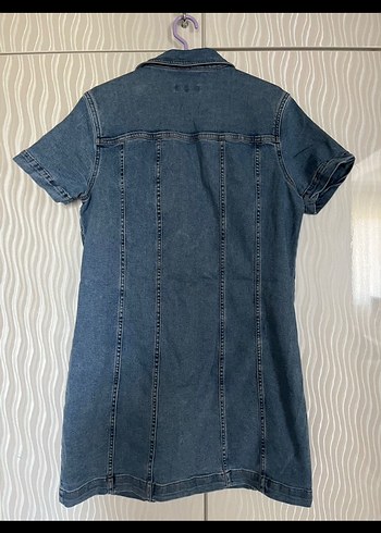 Pier Cardin Düğmeli V Yaka Kısa Kollu Denim Elbise - Görsel 3