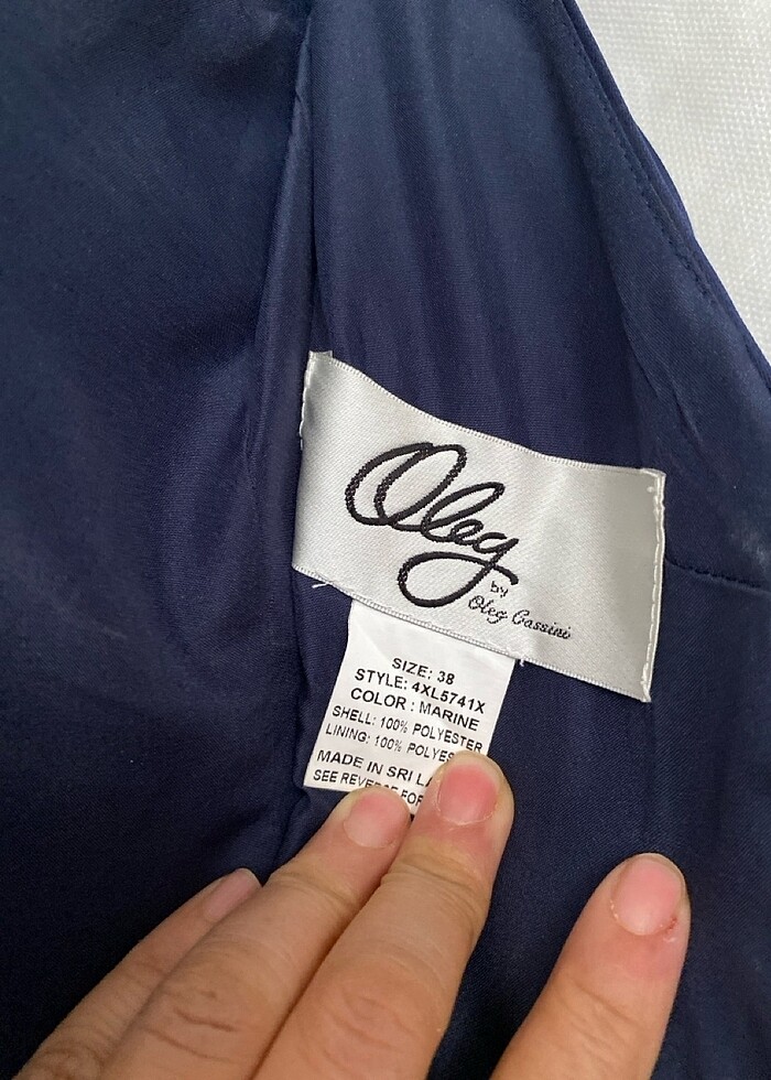 Oleg Cassini Lacivert şık Gece Elbisesi - Görsel 3