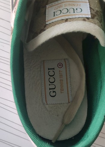 Bej Gucci Kadın Sneaker Yılan Desenli - Görsel 4