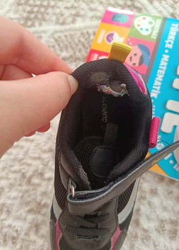 32 Beden siyah Renk Kız Çocuk Gri Baskılı Cırtlı Spor Ayakkabı