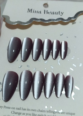 Bej ve Gri Tonlarda Takma Tırnak Seti renk değiştiren - Görsel 4