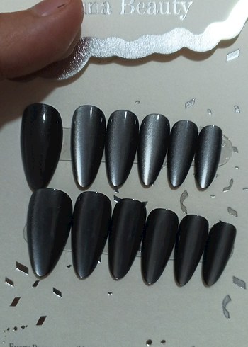 Siyah parlak Takma Tırnak Seti MinaBeauty - Görsel 5