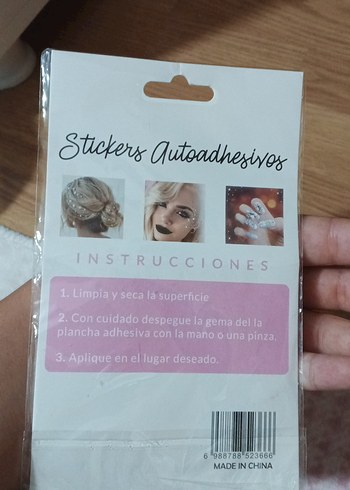 Beyaz Parlak 3D Tırnak Süsü Stickerları ve saç için yapışkanlı - Görsel 3