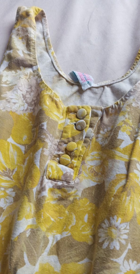 Sarı Batik Desenli Kolsuz mayo - Görsel 4