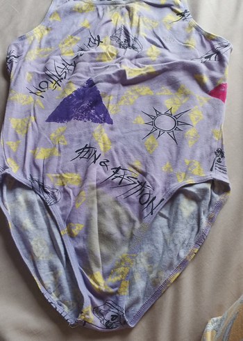 Kızlar için Pastel Mor Bağlama Desenli Mayo - Görsel 2