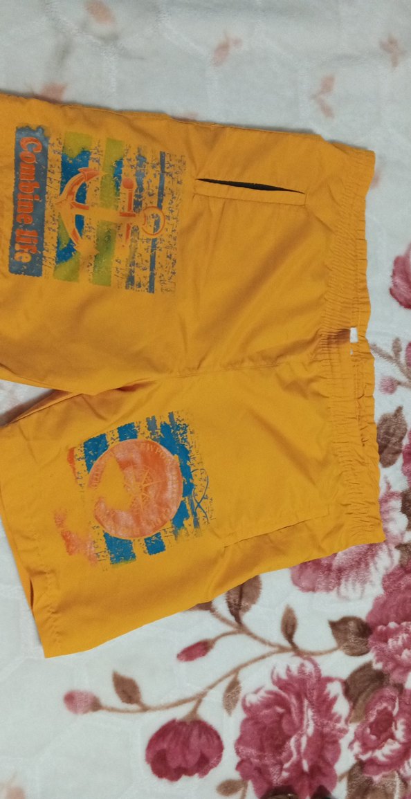 Erkek Sarı Mini Desenli Deniz Şortu - Görsel 2