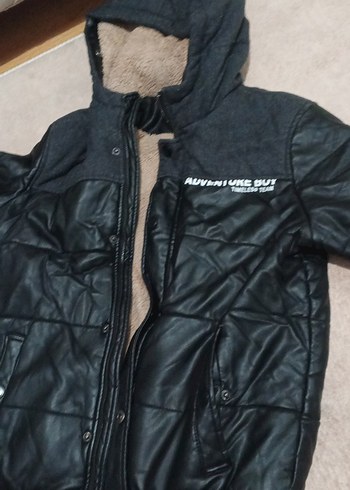 Erkek Çocuk Siyah Deri Fermuarlı Ceket - Görsel 2