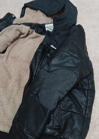 Erkek Çocuk Siyah Deri Fermuarlı Ceket - Görsel 7