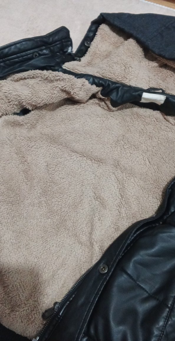 Erkek Çocuk Siyah Deri Fermuarlı Ceket - Görsel 5