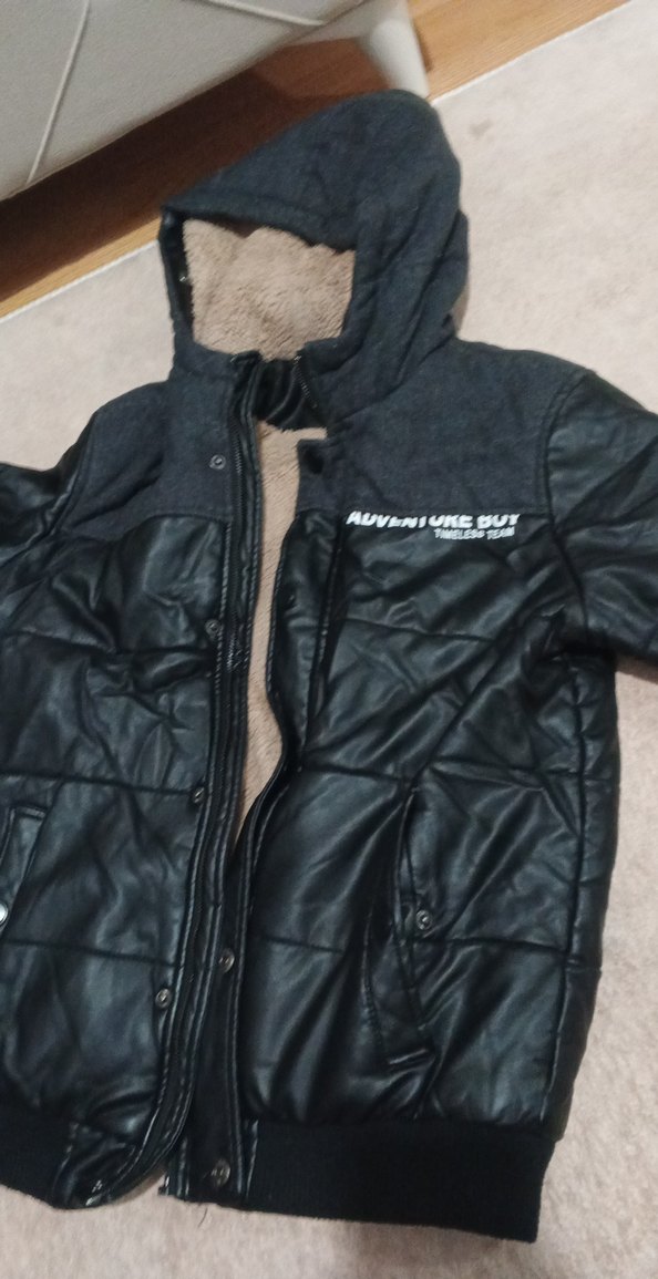 Erkek Çocuk Siyah Deri Fermuarlı Ceket - Görsel 2