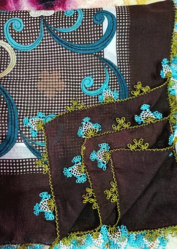 Dantel Detaylı Parlak Kırmızı Bohem Kadın Şal - Görsel 4