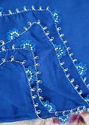 Dantel Detaylı Parlak Kırmızı Bohem Kadın Şal - Görsel 5