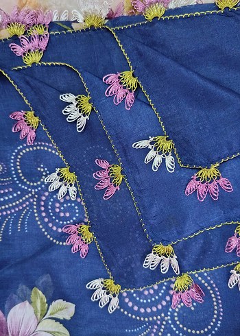 Dantel Detaylı Parlak Kırmızı Bohem Kadın Şal - Görsel 2