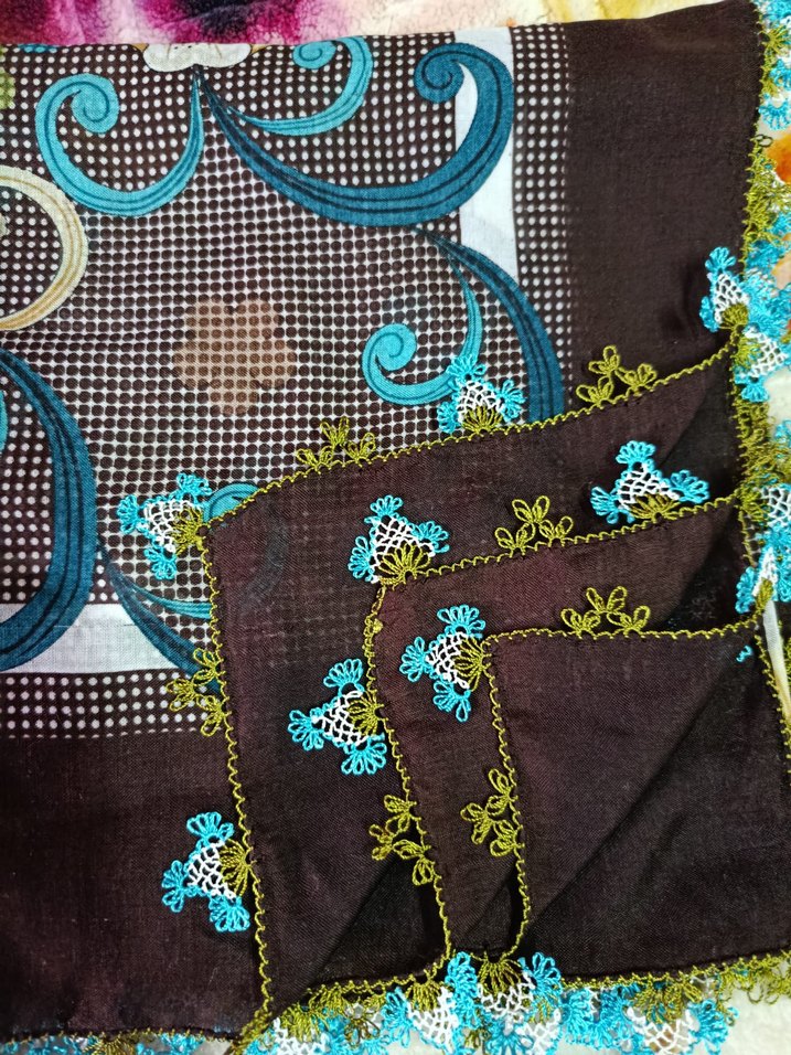 Dantel Detaylı Parlak Kırmızı Bohem Kadın Şal - Görsel 4