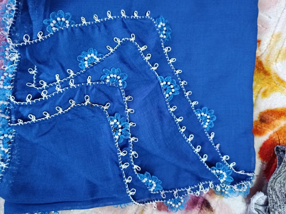 Dantel Detaylı Parlak Kırmızı Bohem Kadın Şal - Görsel 5