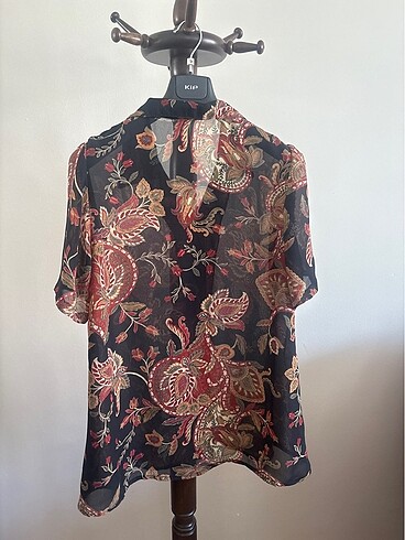 Desenli şifon gömlek - Görsel 2