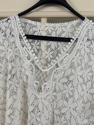 Kırem renk dantel elbise - Görsel 4