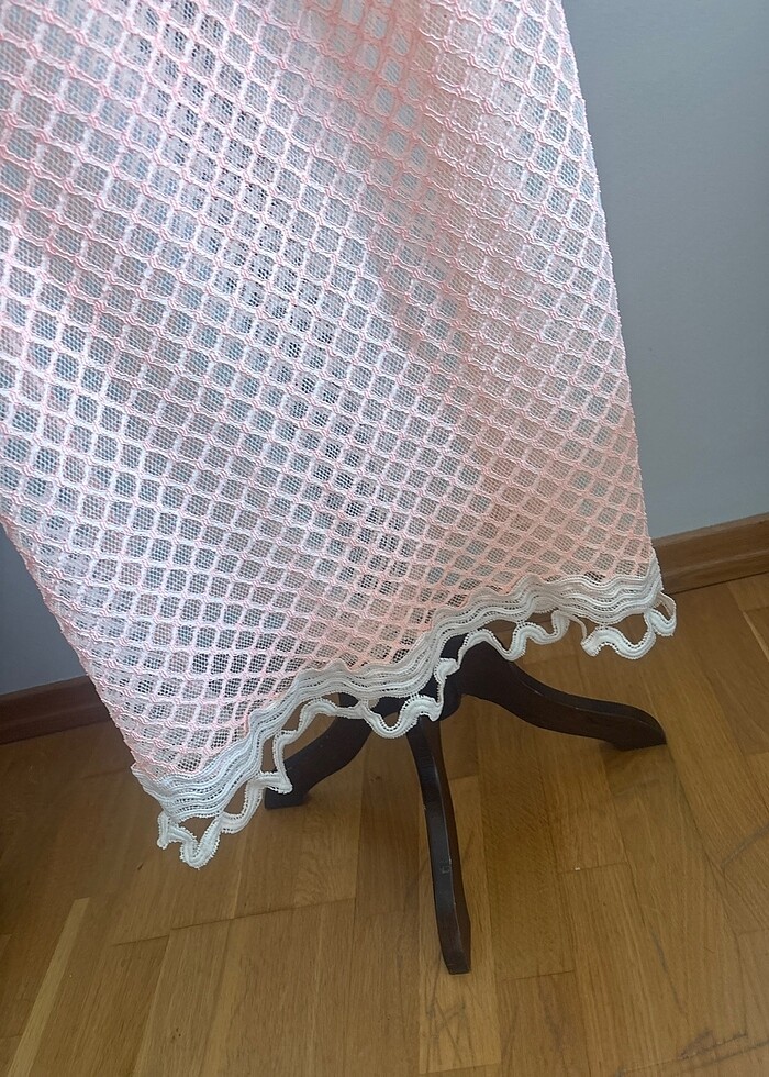 Yavruağzı renk dantel yaz plaj elbisesi - Görsel 3