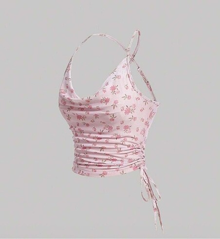 Diğer Shine Askılı Pembe Crop