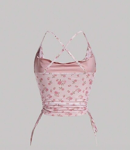 s Beden Shine Askılı Pembe Crop