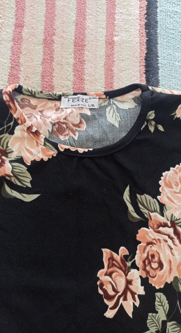 Çiçek Desenli Uzun Kollu Bohem Hamile Tunik - Görsel 2