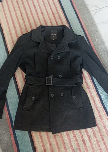 Gri Kemerli Midi Kadın Kaban - Görsel 2