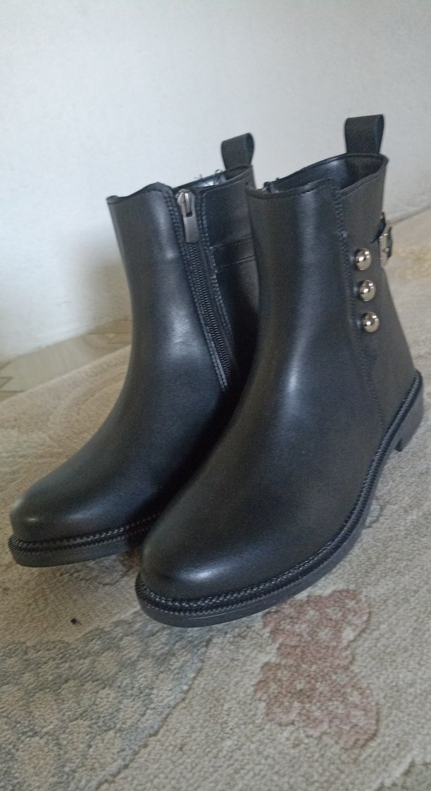 Klasik Siyah suni  deriTokalı Biker Bot - Görsel 3