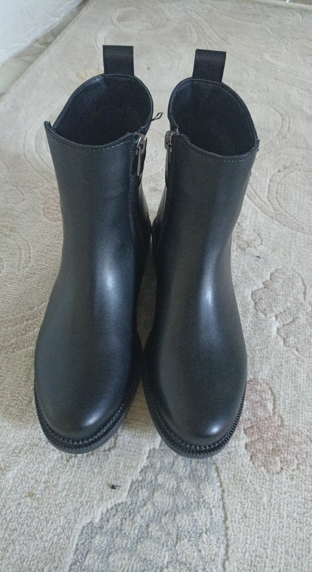 Klasik Siyah suni  deriTokalı Biker Bot - Görsel 5