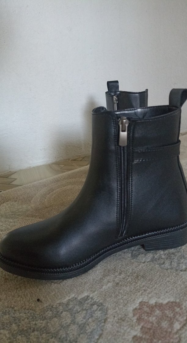 Klasik Siyah suni  deriTokalı Biker Bot - Görsel 2