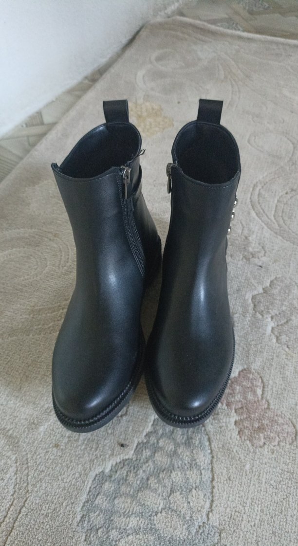 Klasik Siyah suni  deriTokalı Biker Bot - Görsel 4