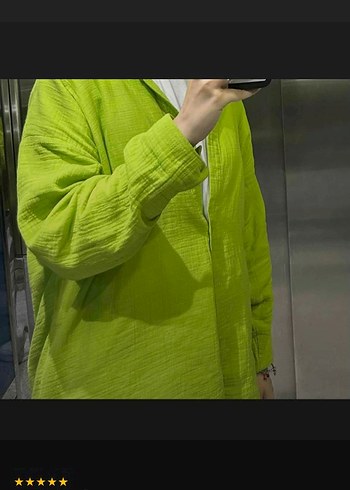 Yeşil Müslin kumaş Uzun Kollu Kadın Gömlek - Görsel 2