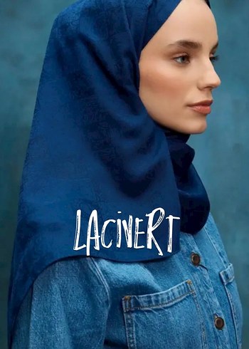 Lacivert İpeksi Jakar Şal