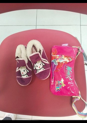 Kız Çocuk Mor Nakışlı Sıcak Terlik - Görsel 4