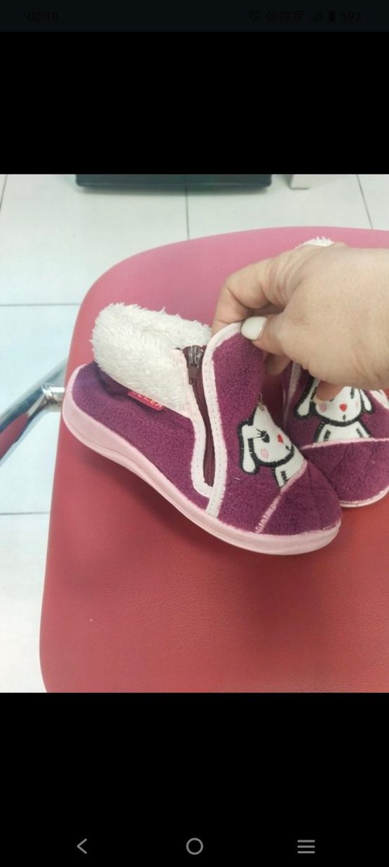 Kız Çocuk Mor Nakışlı Sıcak Terlik - Görsel 2