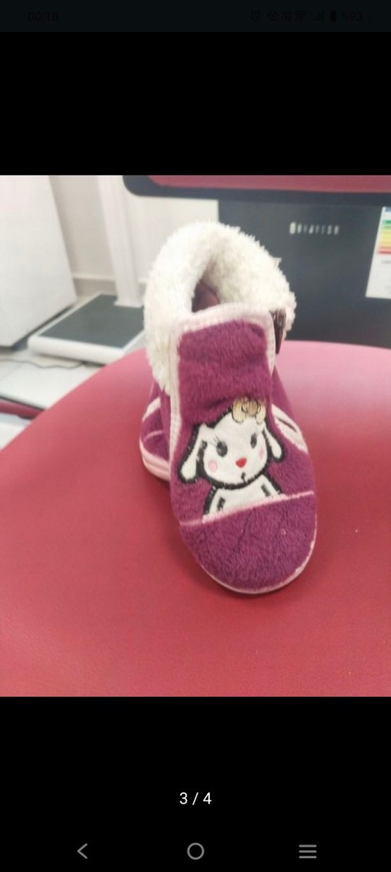 Kız Çocuk Mor Nakışlı Sıcak Terlik - Görsel 3