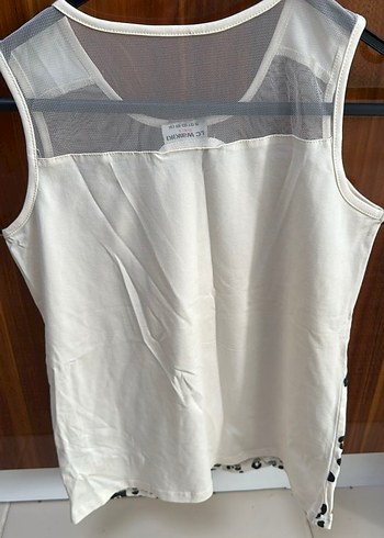 Kız Çocuk V Yaka Payetli Beyaz Atlet - Görsel 4