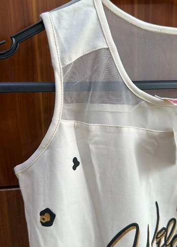 Kız Çocuk V Yaka Payetli Beyaz Atlet - Görsel 3