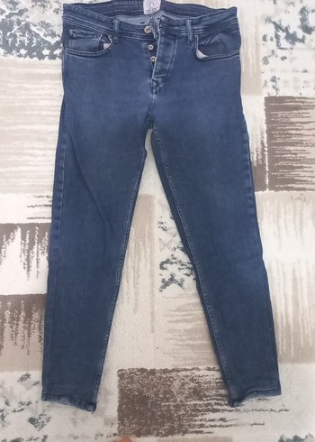 Düğmeli Erkek Mavi Denim Jean